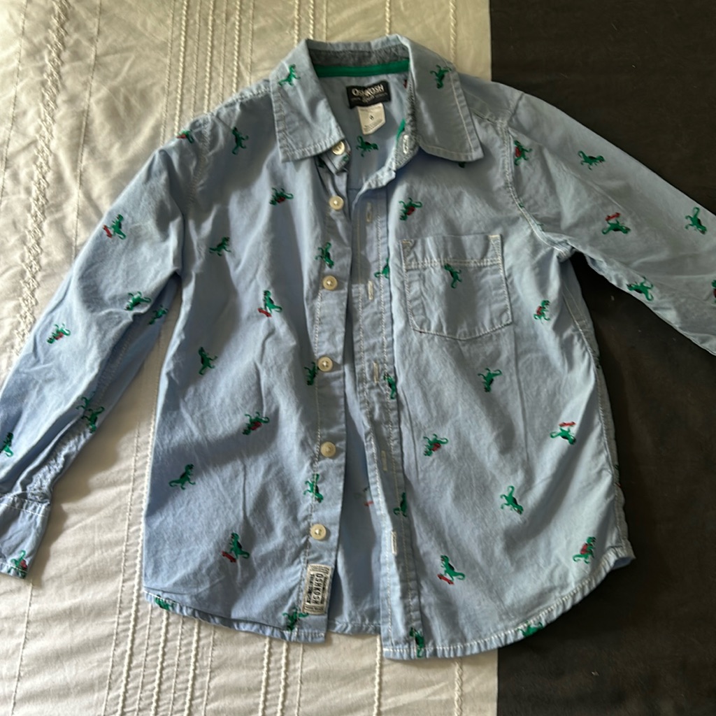 Oshkosh Bosh Size 6 Boys Button Up With Skateboarding Dinos